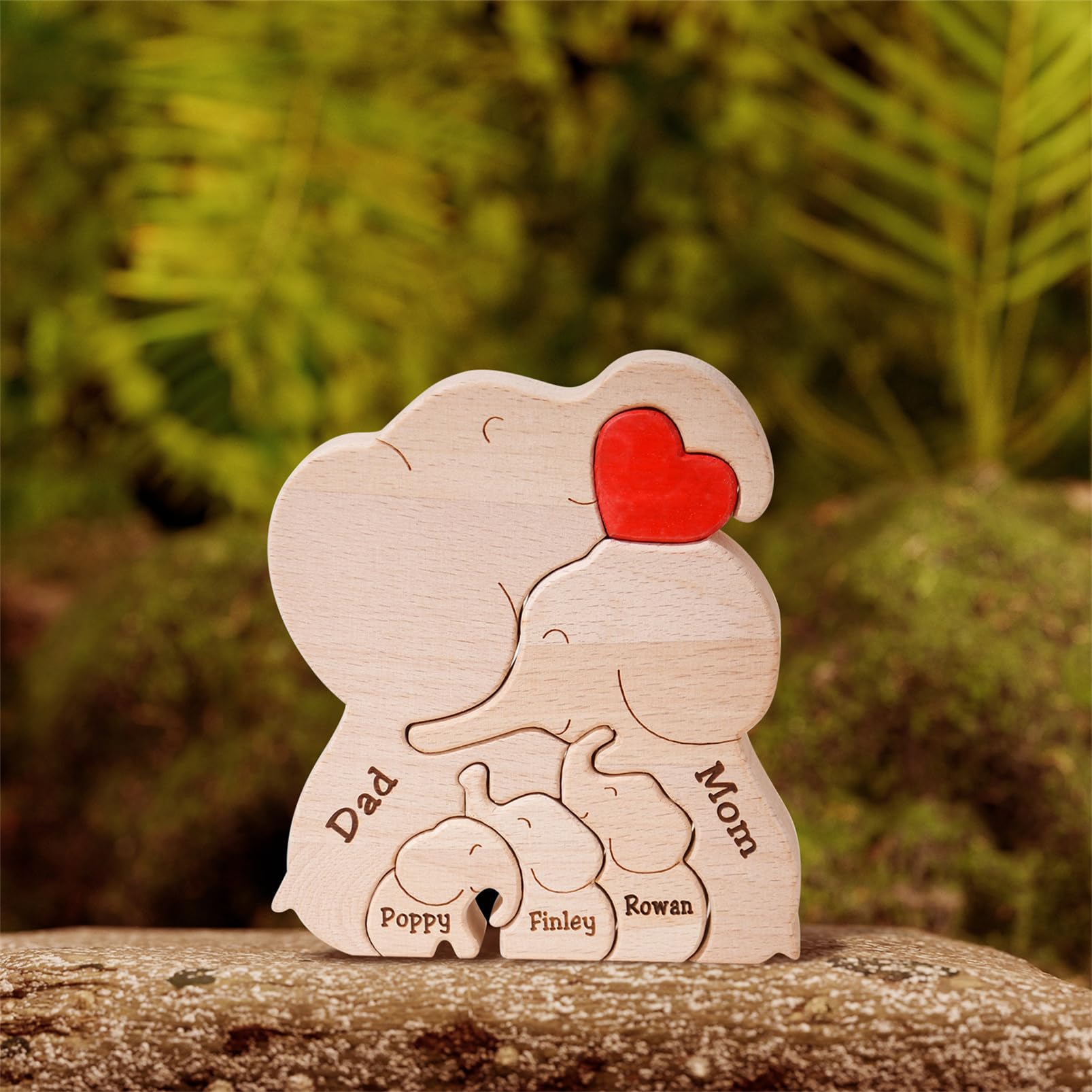 Personalized Family Name Puzzle with 2-8 Names Custom Wooden Bear Puzzle with Names Customized Wooden Puzzle Gifts for Christmas (Bear)