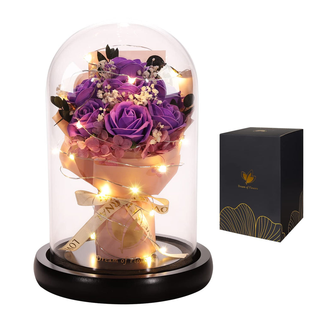 Beauty and The Beast Rose for Mom, Birthday Gifts for Women, Light Up Roses, Glass Dome Rose with LED Lights, Red Roses, Women's Gift for Mom Wife Grandmother