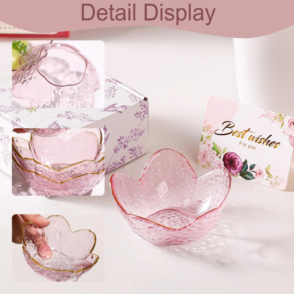 Purple Flower Jewelry Dish Glass Ring Holder Dish Jewelry Tray Cute Vanity Organizer Aesthetic Nightstand Bathroom Room Decor Trinket Dish Mothers Day Friendship Christmas Birthday Gifts for Women