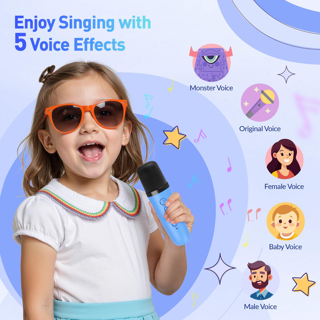 Mini Karaoke Machine, Portable Bluetooth Karaoke Speaker with 2 Wireless Microphones and Party Lights for Kids and Adults, Birthday Gifts for Girls Boys Family Home Party