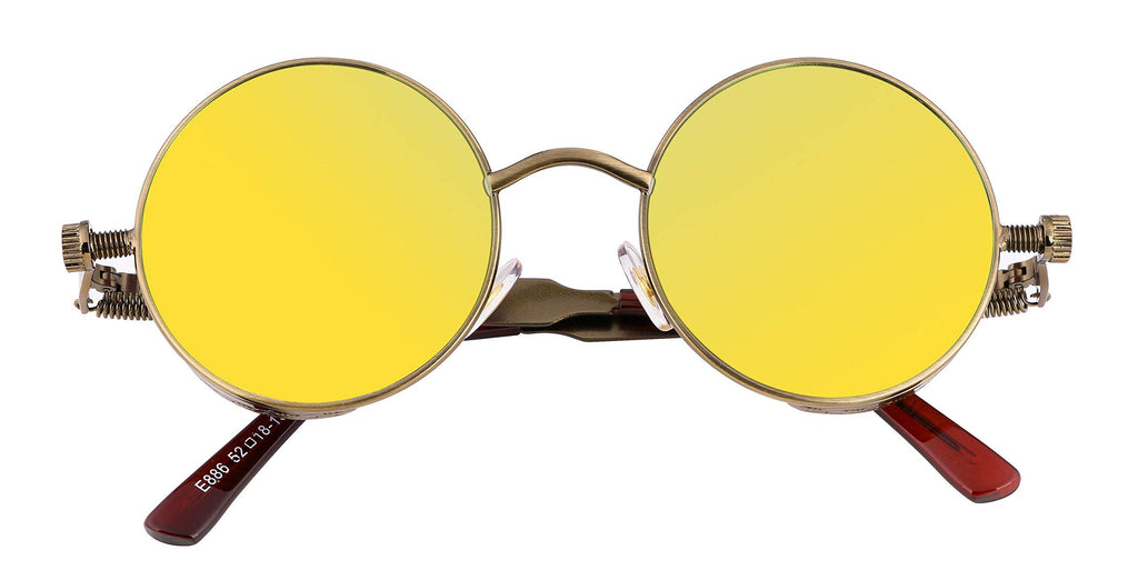 FEISEDY Retro Gothic Steampunk Sunglasses Round Metal Frame Punk Circle Inspired Shade Men B1857