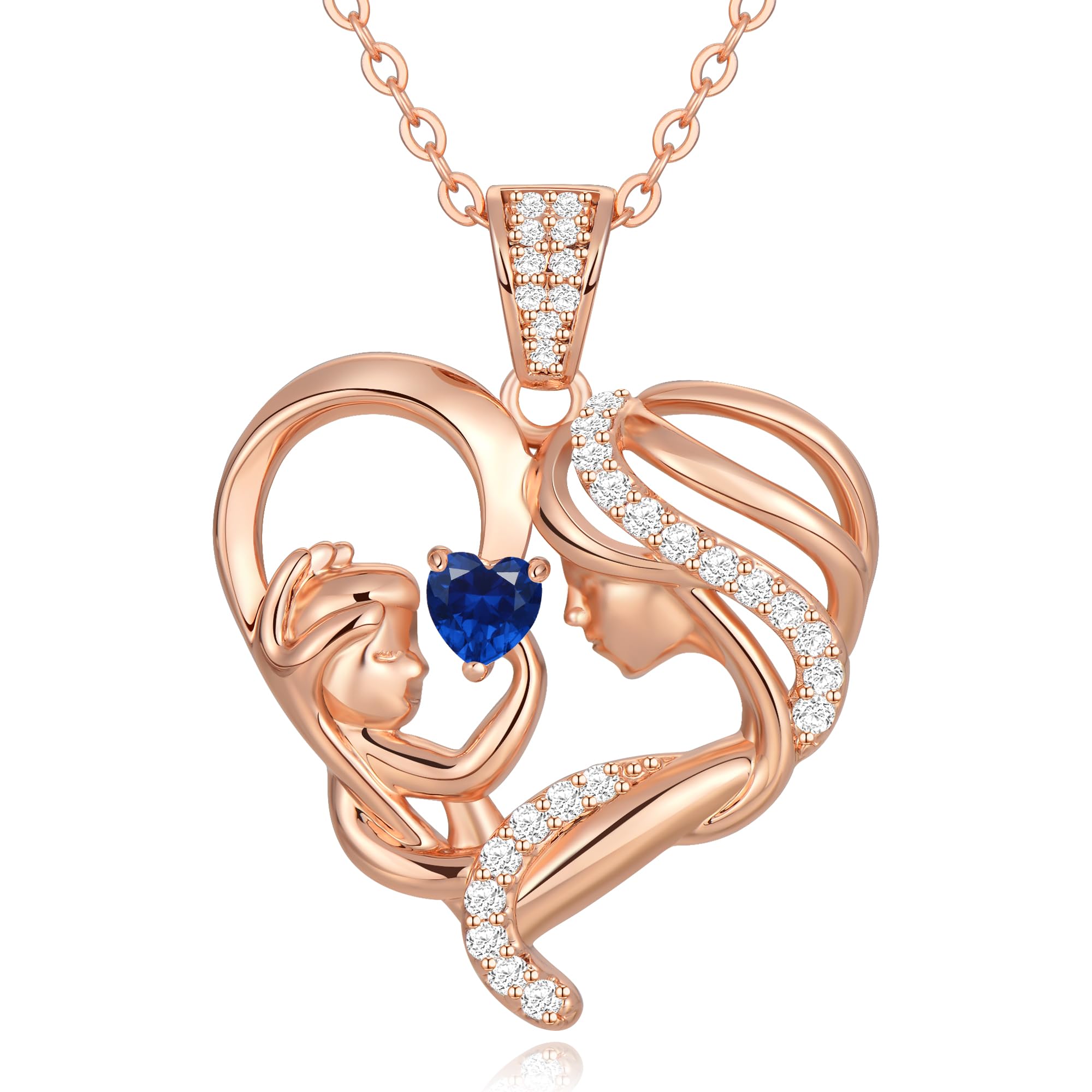 Mothers Day Gifts for Mom Wife Her Grandma, S925 Sterling Silver Birthstone Necklaces Jewelry for Women, Mother's Day Love Heart Pendant Necklace for Anniversary Birthday Christmas Day