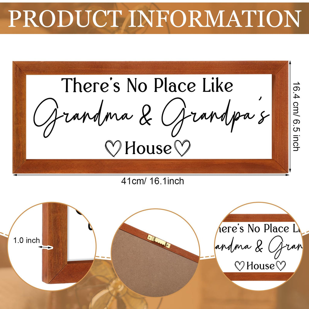 Yousoontic Grandparents Gift from Grandkids There's No Place Like Grandma & Grandpa's House Wooden Sign Farmhouse Home Decor for Birthday Christmas Thanksgiving Gift(Dark Brown,11.8 Inch)