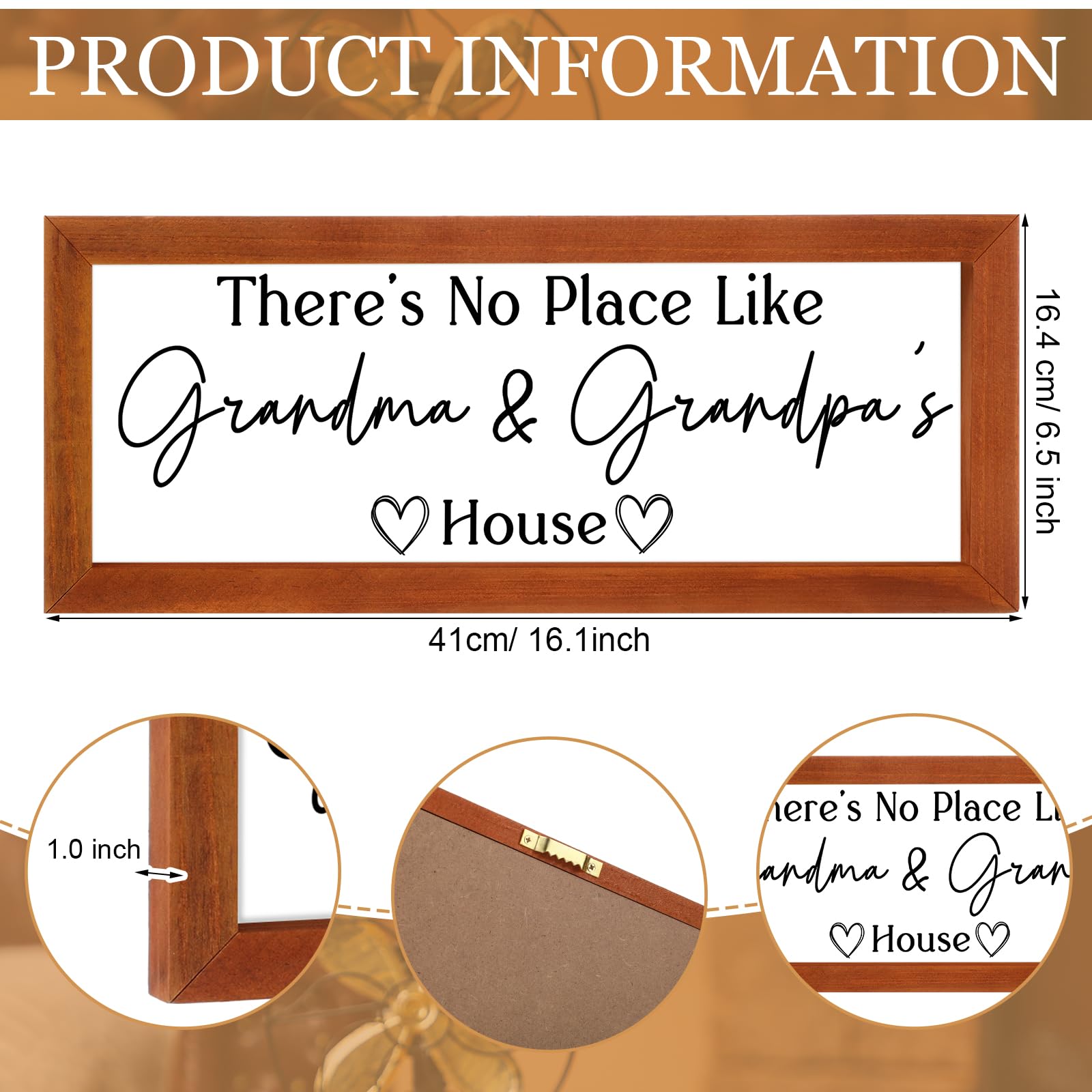 Yousoontic Grandparents Gift from Grandkids There's No Place Like Grandma & Grandpa's House Wooden Sign Farmhouse Home Decor for Birthday Christmas Thanksgiving Gift(Dark Brown,11.8 Inch)