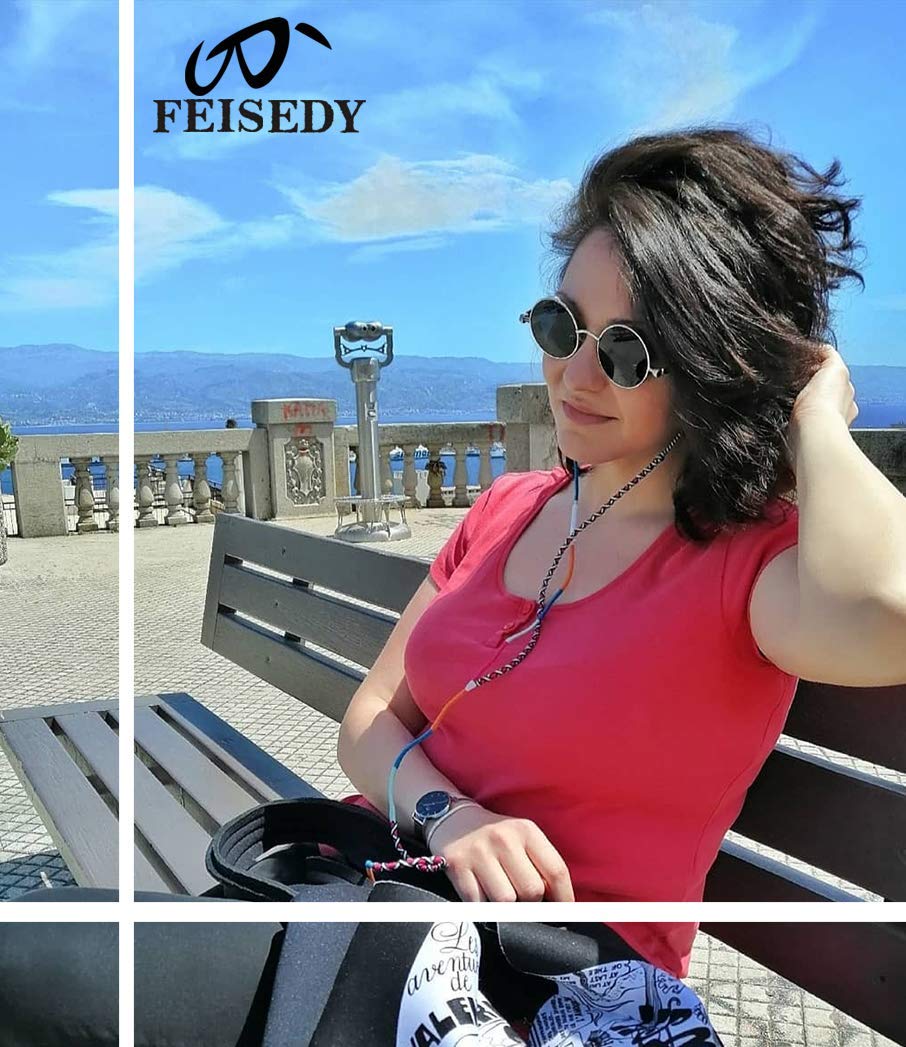 FEISEDY Retro Gothic Steampunk Sunglasses Round Metal Frame Punk Circle Inspired Shade Men B1857