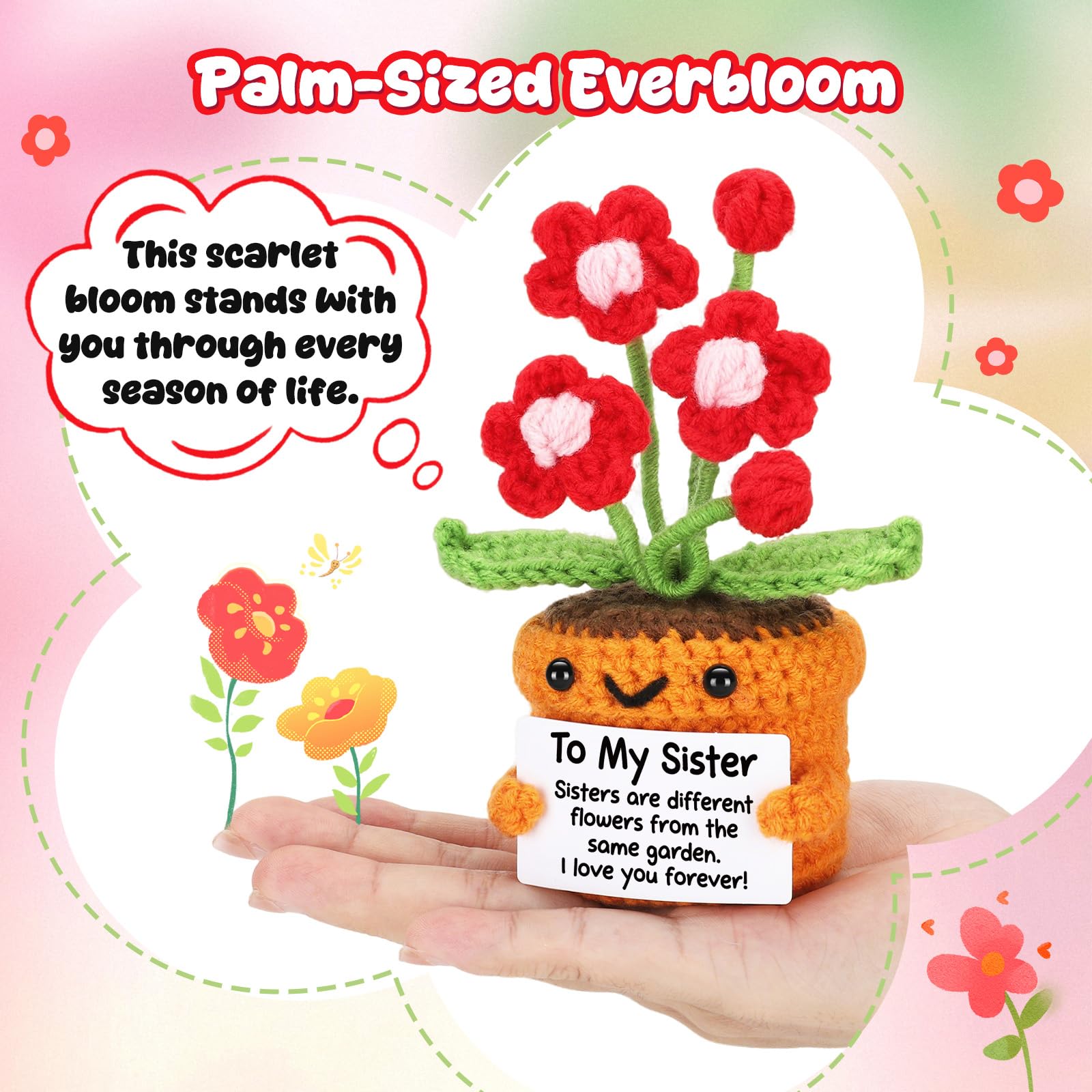 Agantree art Grandma Gifts for Grandma Birthday from Granddaughter Grandson – I Love You Crochet Flower Decor Grandparents Day Christmas for Great Grandma Gigi Nana
