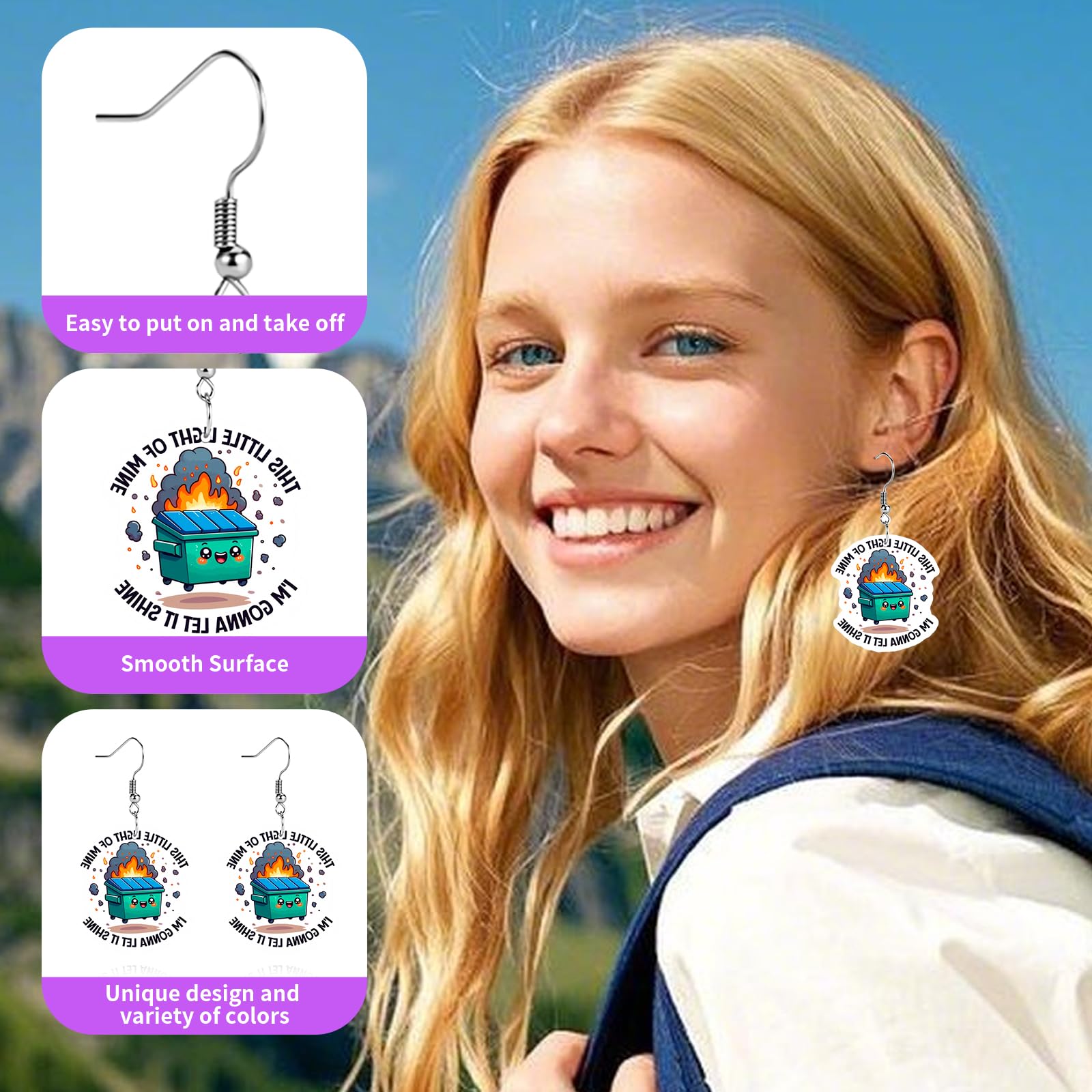 Funny Dog Sunflower Paw Print Earrings for Women - Unique & Quirky Funky Acrylic Dangle Earrings, Cute & Silly Novelty Design, Wacky & Crazy Earrings for Fun Lovers