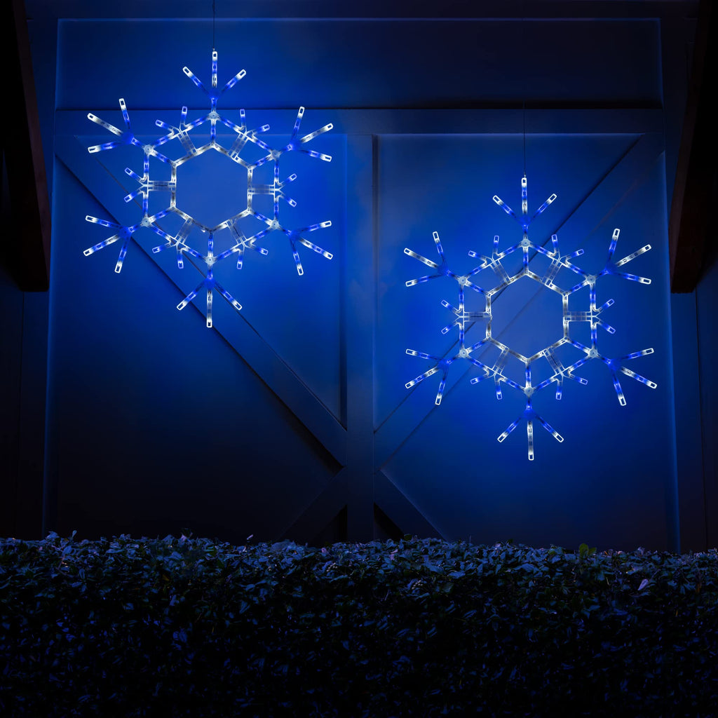 Kringle Traditions Christmas Snowflake Lights Outdoor, 105 LED 36" Folding Warm White Snowflake Hanging Light, Weather-Resistant Christmas Decoration for Yard, Window, Porch, or Eave