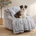 Luciphia Large Waterproof Dog Blanket for Pet Washable Liquid Proof Bed Intimacy Protection Shaggy Plush Calming Long Faux Fur Couch Cover Calming Cat Throw Blankets, Tie-dye Grey, 50" x 60"