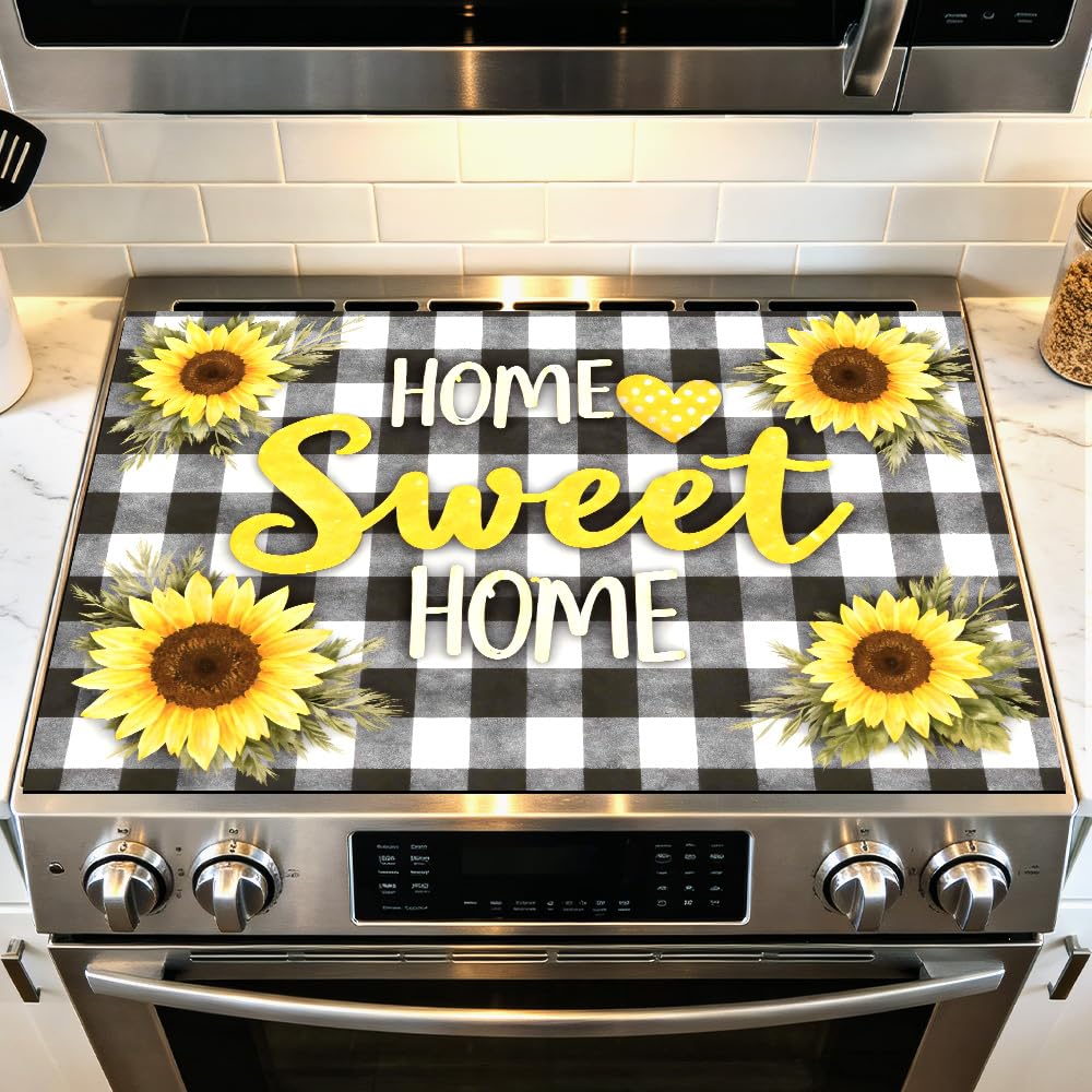 Stove Mat 28.35 x 20.47 Inch Christmas Fireplace and Tree Design Cozy Living Room Holiday Scene Decorative Kitchen Countertop Cover Reusable Flexible Mat for Gas Range Electric Stove Home Winter Décor