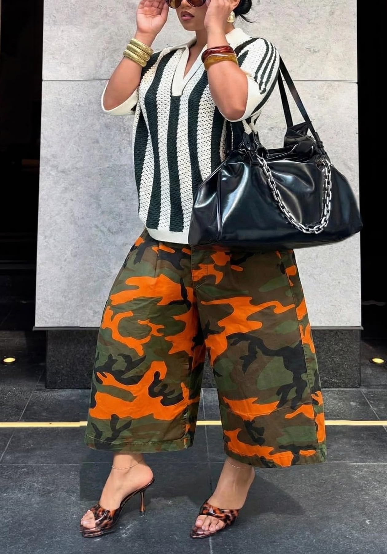Unybwonn Women Baggy Cargo Jeans Camo Army Fatigue Wide Leg Harem Cropped Denim Pants Plus Size Camouflage Jean Trousers