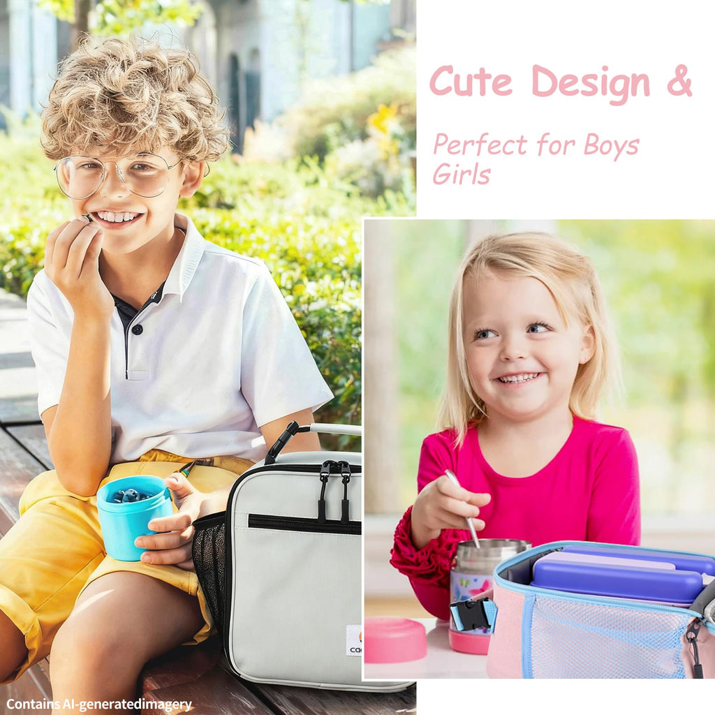 CaCTOUR Lunch Box Kids,Premium Insulated Lunchbox for Girls Boys,Soft Mini Cooler Bag Back to School Thermal Reusable Lunch Bag for Work School Picnic (Blue)