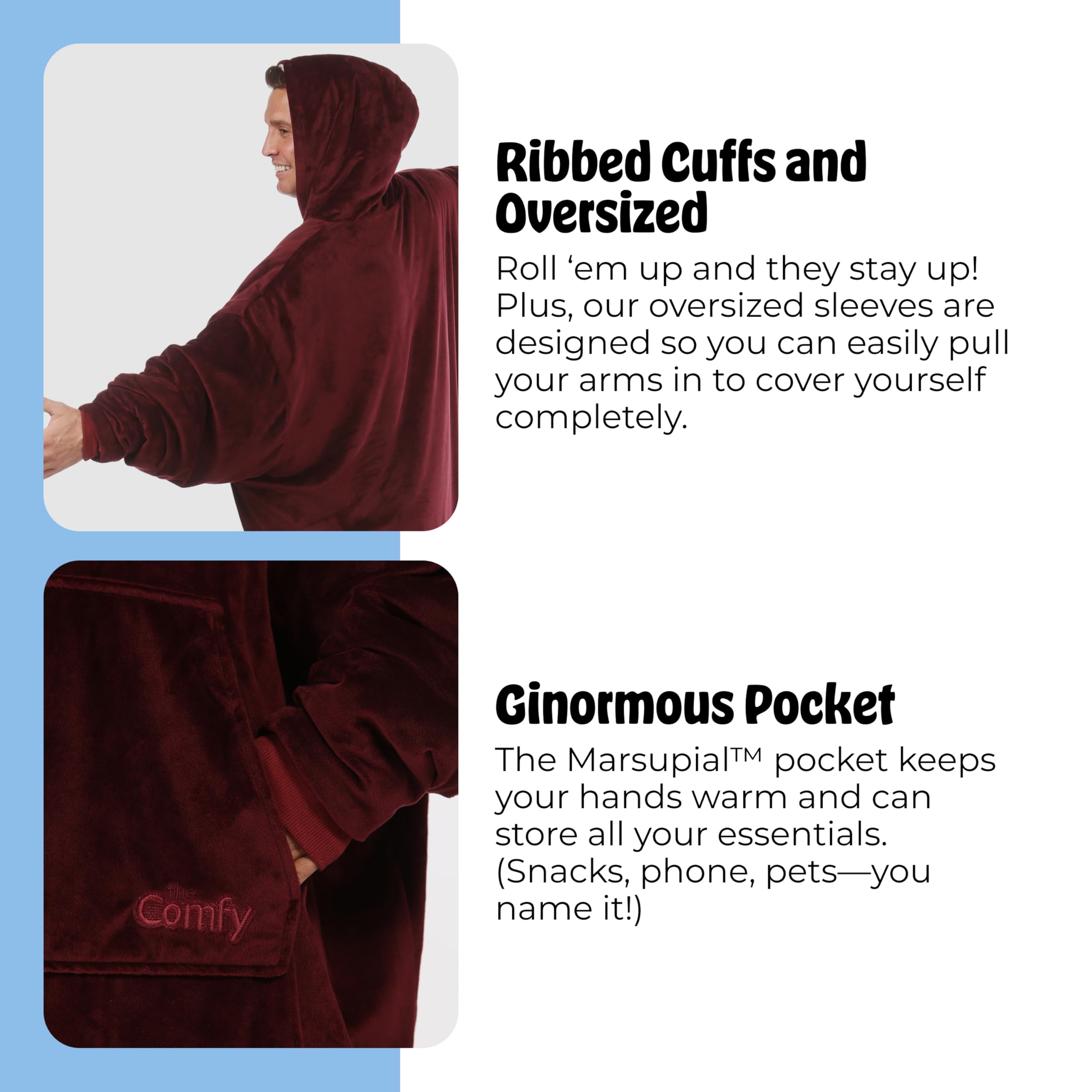 THE COMFY Original | From Shark Tank | Patented | Oversized Sherpa Wearable Blanket Hoodie| Gift for Women & Men | One Size