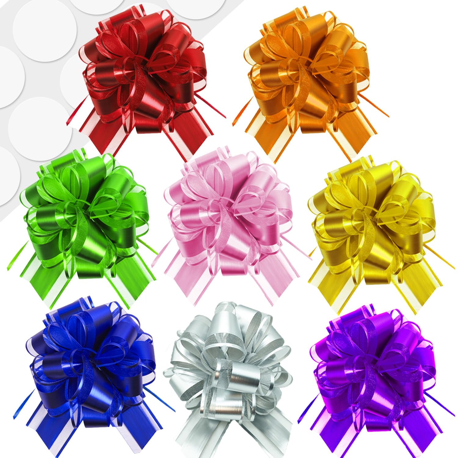 Pull Bows for Gift Wrapping: 8PCS 6 Inch Multiple Colors Large Bow | Waterproof Reusable | Birthday Party Wedding Ribbon Bow | Perfect for Christmas Valentine's Day | Boxes or Flower Decorations