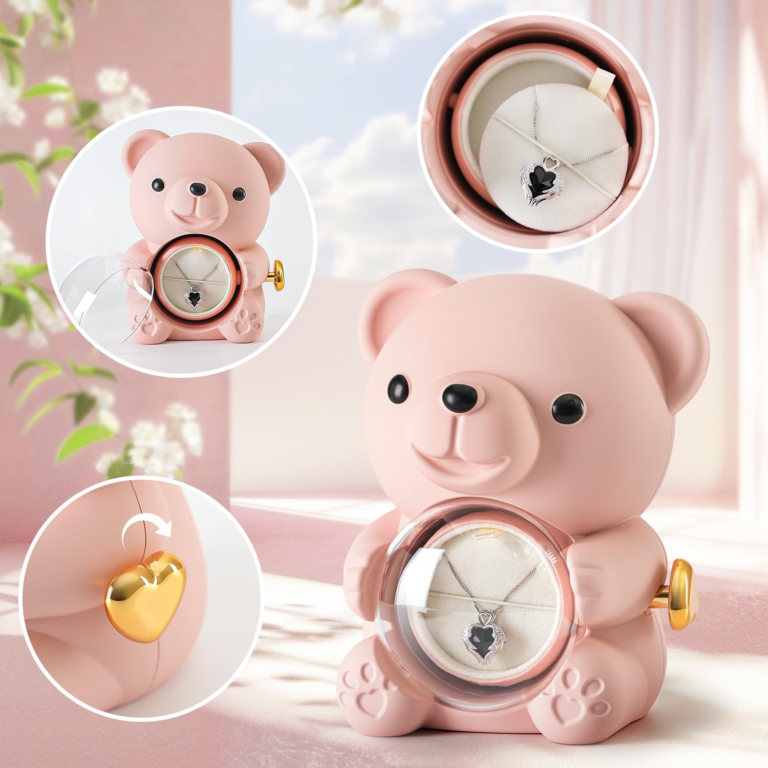 Cute Teddy Bear with Preserved Rose - A Real Rose Flower in Bear with Elegant Gift Box - Romantic Gift for Her in Mother's Day, Weddings, Anniversaries, and Bridal Showers (Red)
