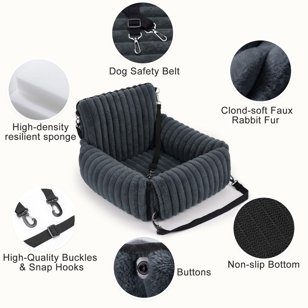 MIXJOY 6-in-1 Dog Car Seat for Small/Medium Dogs up to 25 lbs, Multi-Functional Dog Carrier for Car with Detachable Washable Cover, Pet Travel Bed with Clip-On Safety Leash, Beige