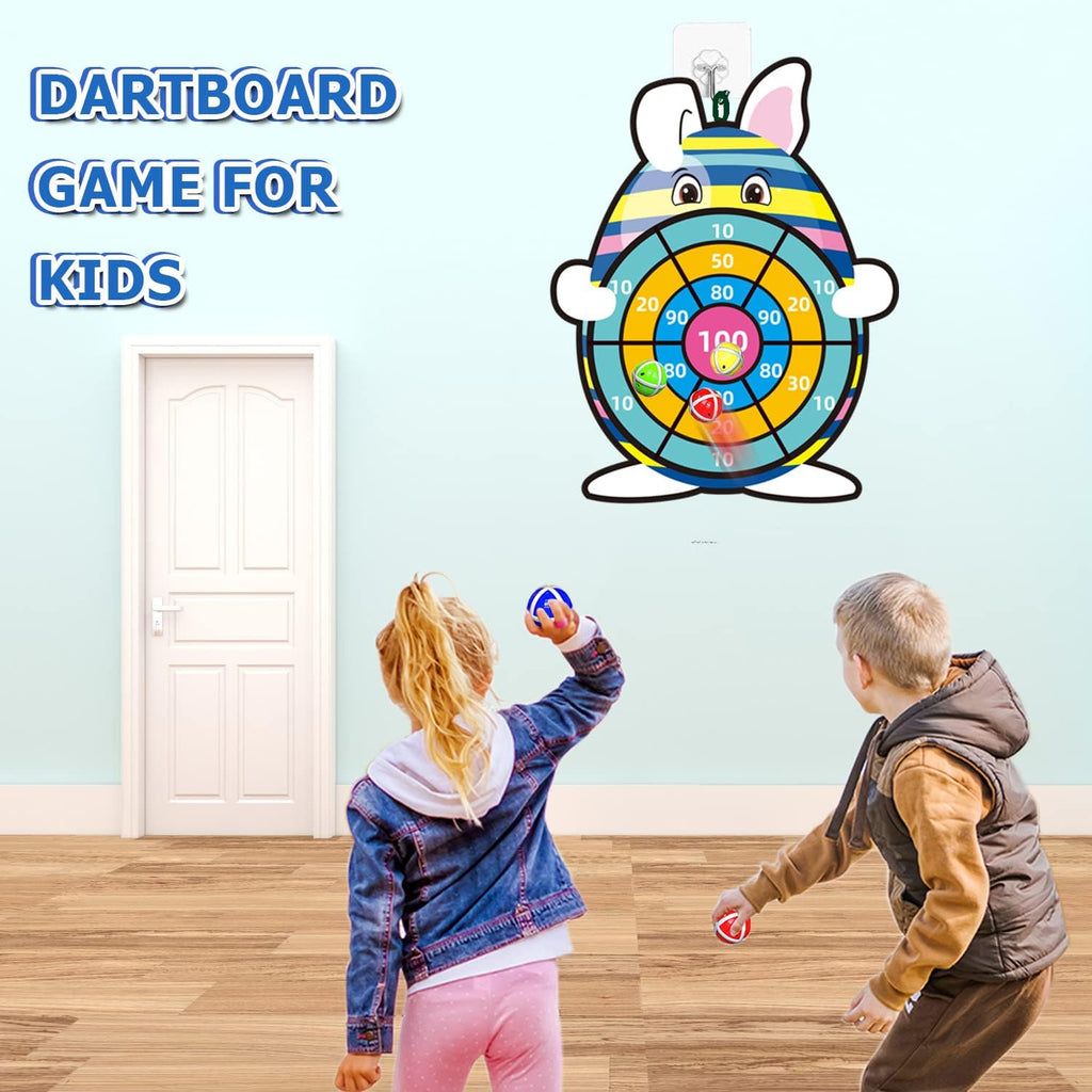 Easter Basket Stuffers,30" Bunny Dart Board with 12 Sticky Balls,Easter Eggs Filled,Easter Theme Party Favor,Easter Gifts for Boys Girls - Outdoor Indoor Kids Toys-Easter Decor Decorations