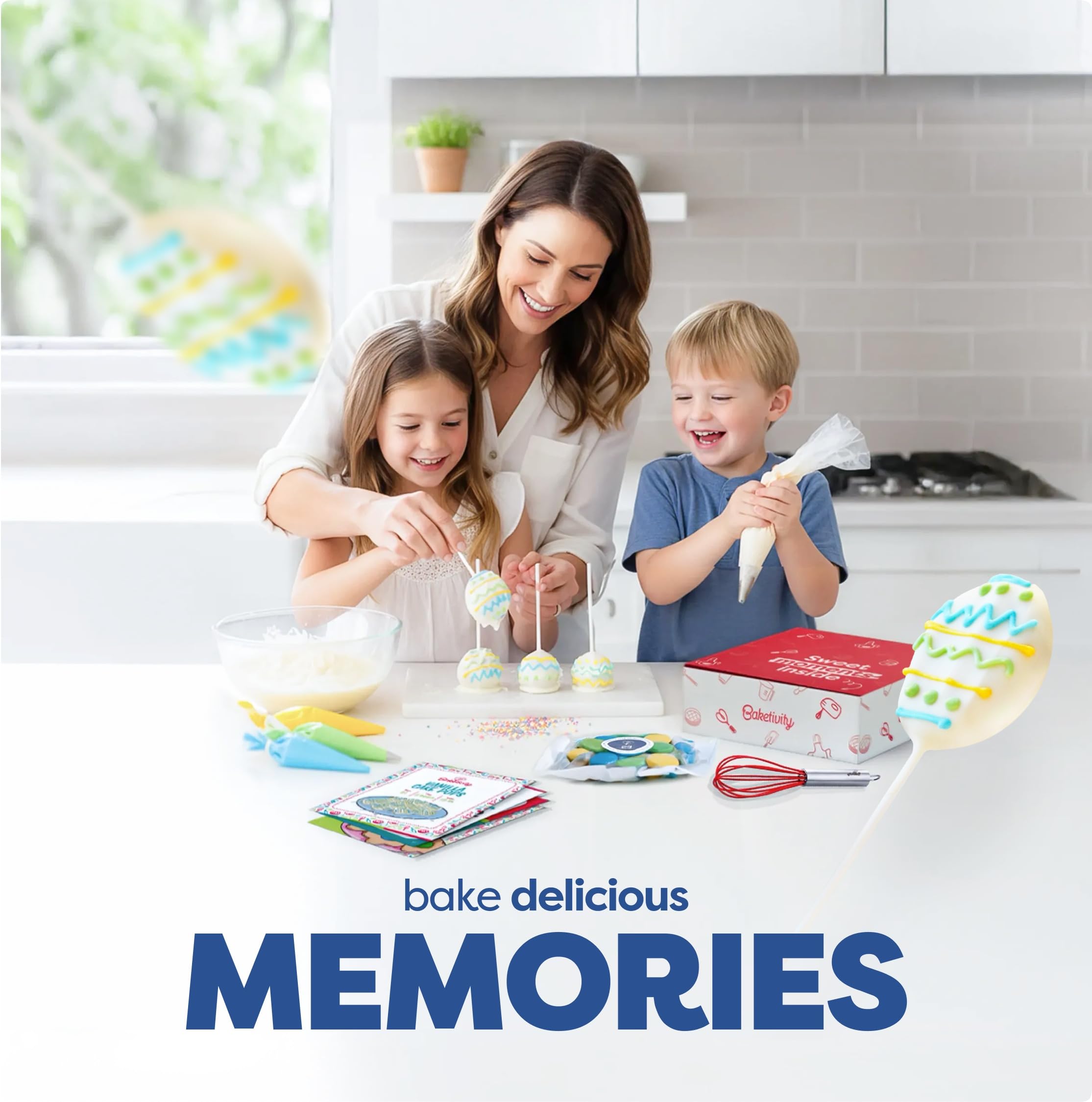 Baketivity DIY Cake Pop Baking Kit for Kids - Premeasured Ingredients, Decorating Supplies
