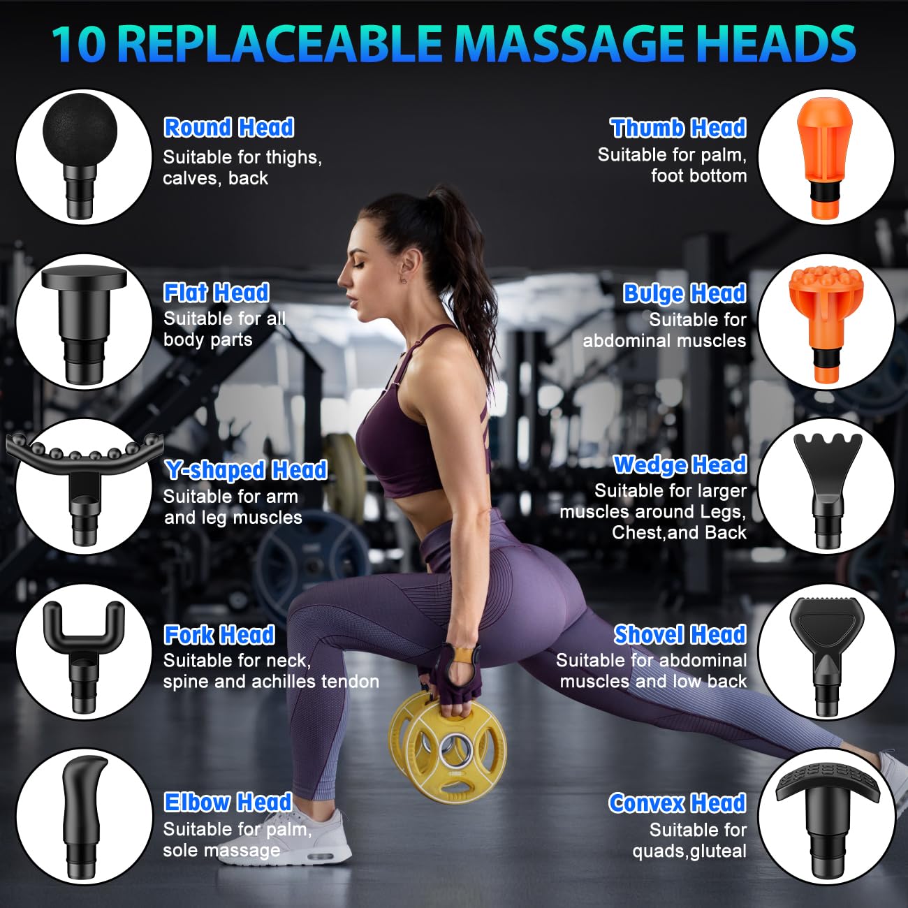 TOLOCO Massage Gun, Deep Tissue Back Massage for Athletes for Pain Relief, Percussion Massager with 10 Massages Heads & Silent Brushless Motor, Fathers Day Dad Gifts, Black