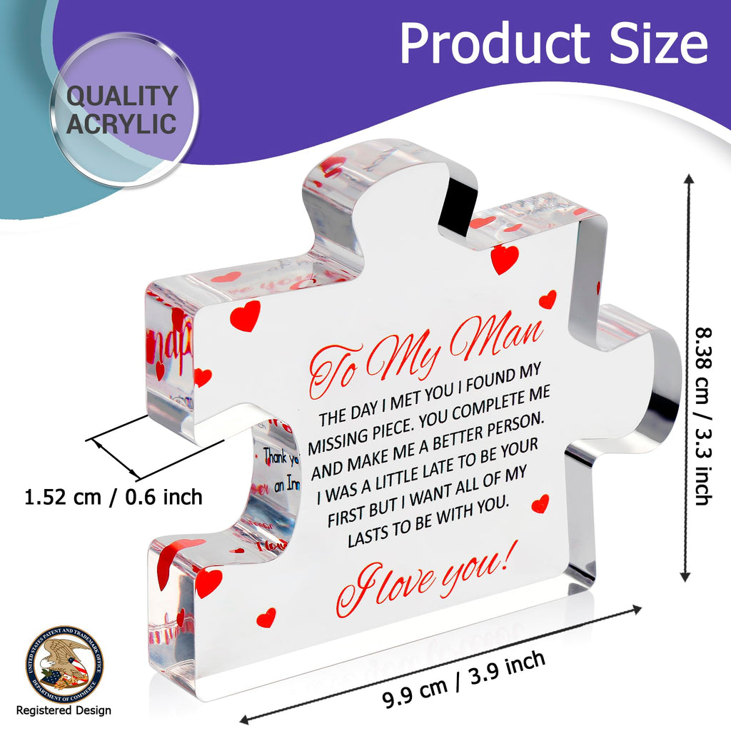 Engraved Acrylic Block Puzzle - Sentimental Gift for Her - Valentine's Day & Fiance Birthday Gift