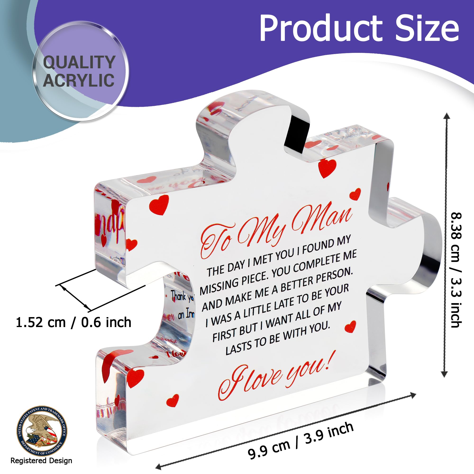 Engraved Acrylic Block Puzzle - Sentimental Gift for Her - Valentine's Day & Fiance Birthday Gift