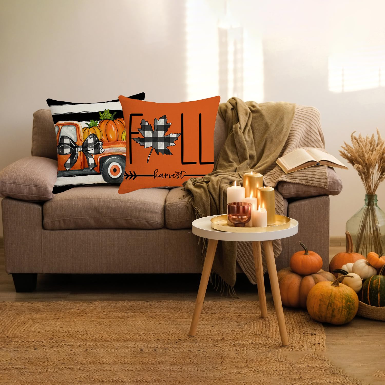 ONFAON Grandpa Gifts,Grandpa's Spot Throw Pillow Covers 18x18 Inch,Put Phone Glasses and Remote Control Pillowcase,Birthday Christmas Thanksgiving Day Gifts for Grandpa Stepdad,3-Pocket