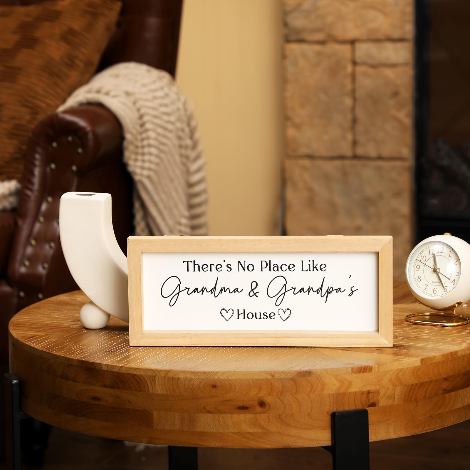 Yousoontic Grandparents Gift from Grandkids There's No Place Like Grandma & Grandpa's House Wooden Sign Farmhouse Home Decor for Birthday Christmas Thanksgiving Gift(Dark Brown,11.8 Inch)