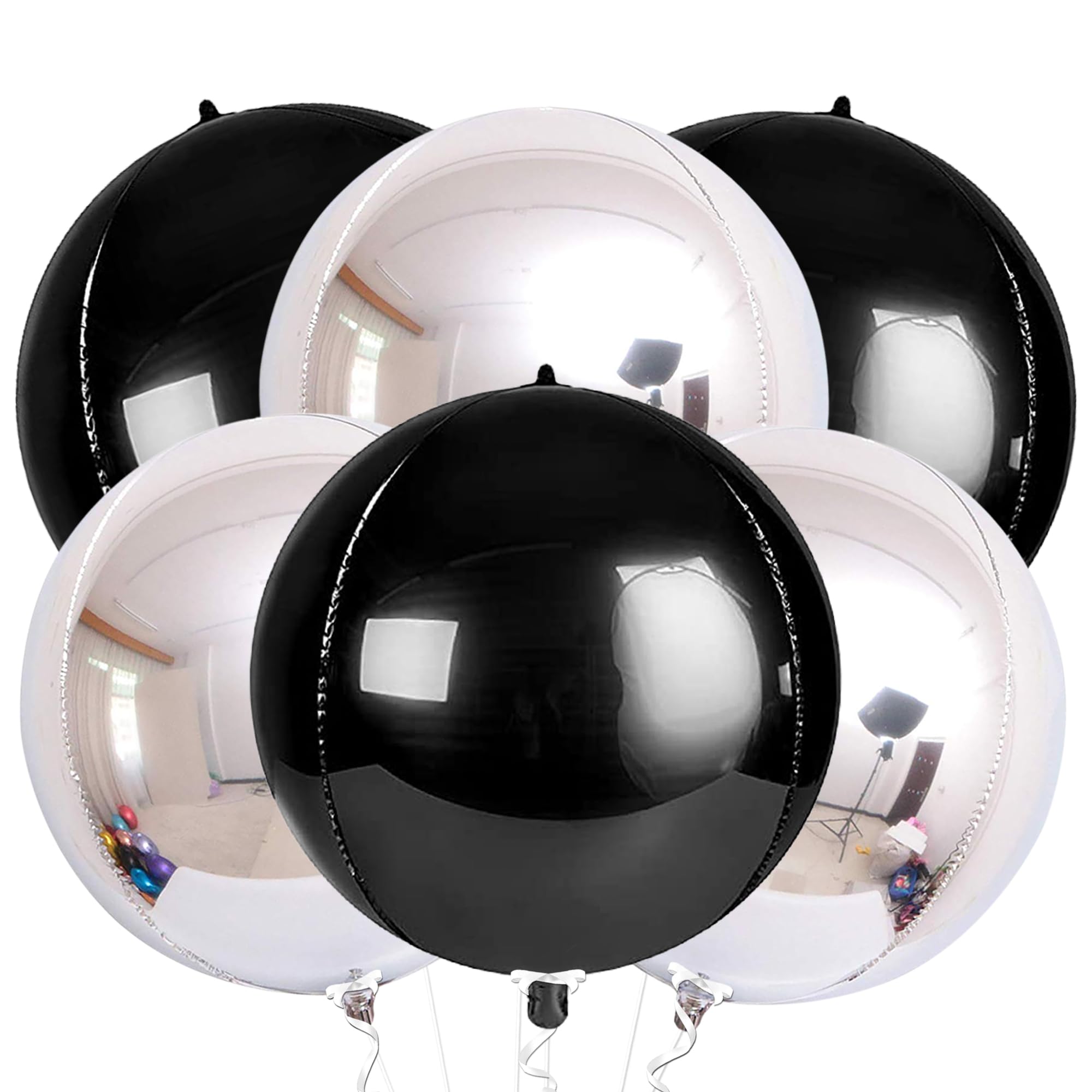 KatchOn, Big Silver Disco Ball Balloons - 22 Inch, Pack of 6 | Disco Party Decorations, 4D Sphere Disco Balloons for 70s Theme Party Decor, Bachelorette Party Decorations | Graduation Decorations 2026