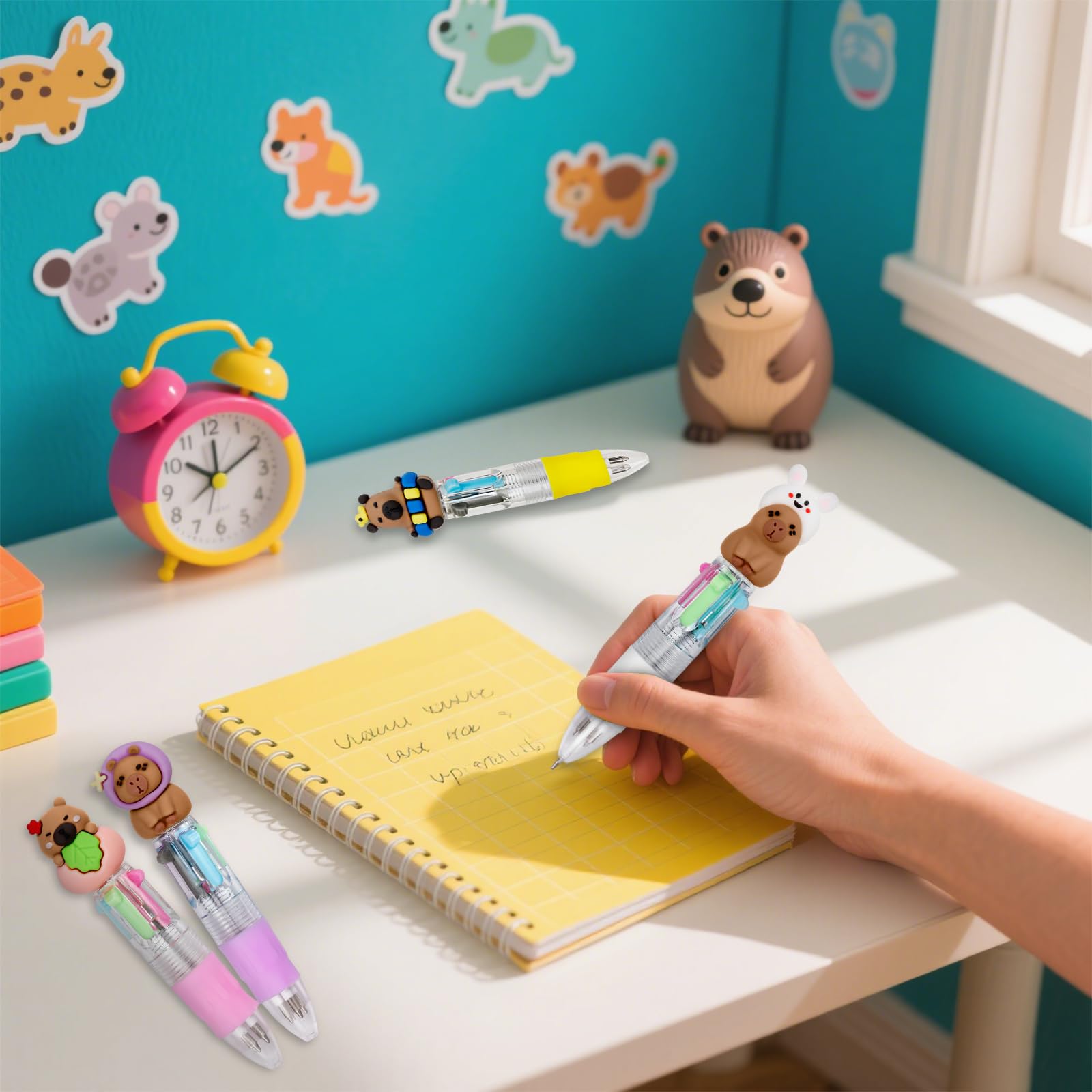 CZWZ 20Pcs Mini Multicolor Pens in One 4-in-1 Cute Pens Bulk for Kids, Fun Kawaii Ballpoint Pens for Birthdays and Children's Party Favors Gifts Teacher School Supplies