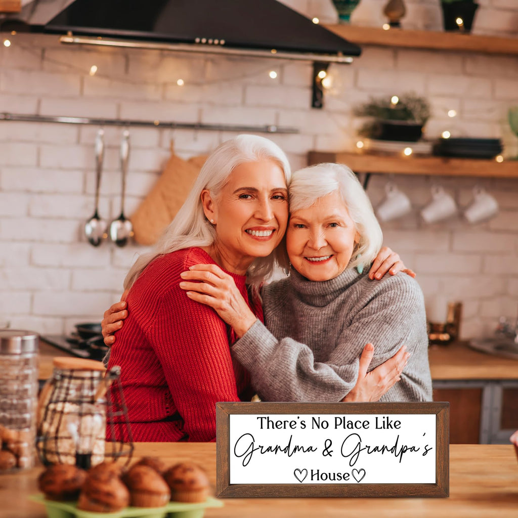 Yousoontic Grandparents Gift from Grandkids There's No Place Like Grandma & Grandpa's House Wooden Sign Farmhouse Home Decor for Birthday Christmas Thanksgiving Gift(Dark Brown,11.8 Inch)