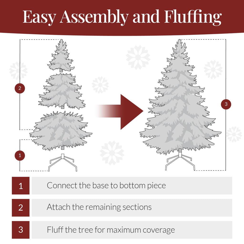 Best Choice Products White Christmas Tree 6ft Pre-Lit Artificial Pine Tree Premium Holiday Decoration w/Warm White Lights, Stand, Easy Assembly