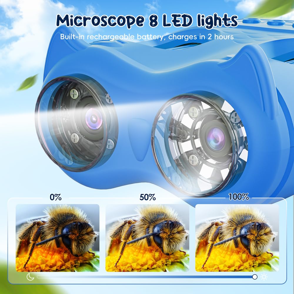2-in-1 Kids Microscope Telescope, Temodu 2.0" 1000X Digital Microscope for Kids, HD Portable Education Telescope for Kids Birthday Festival Gift, Science Fun Toys for Children Age 4-12 (Yellow)