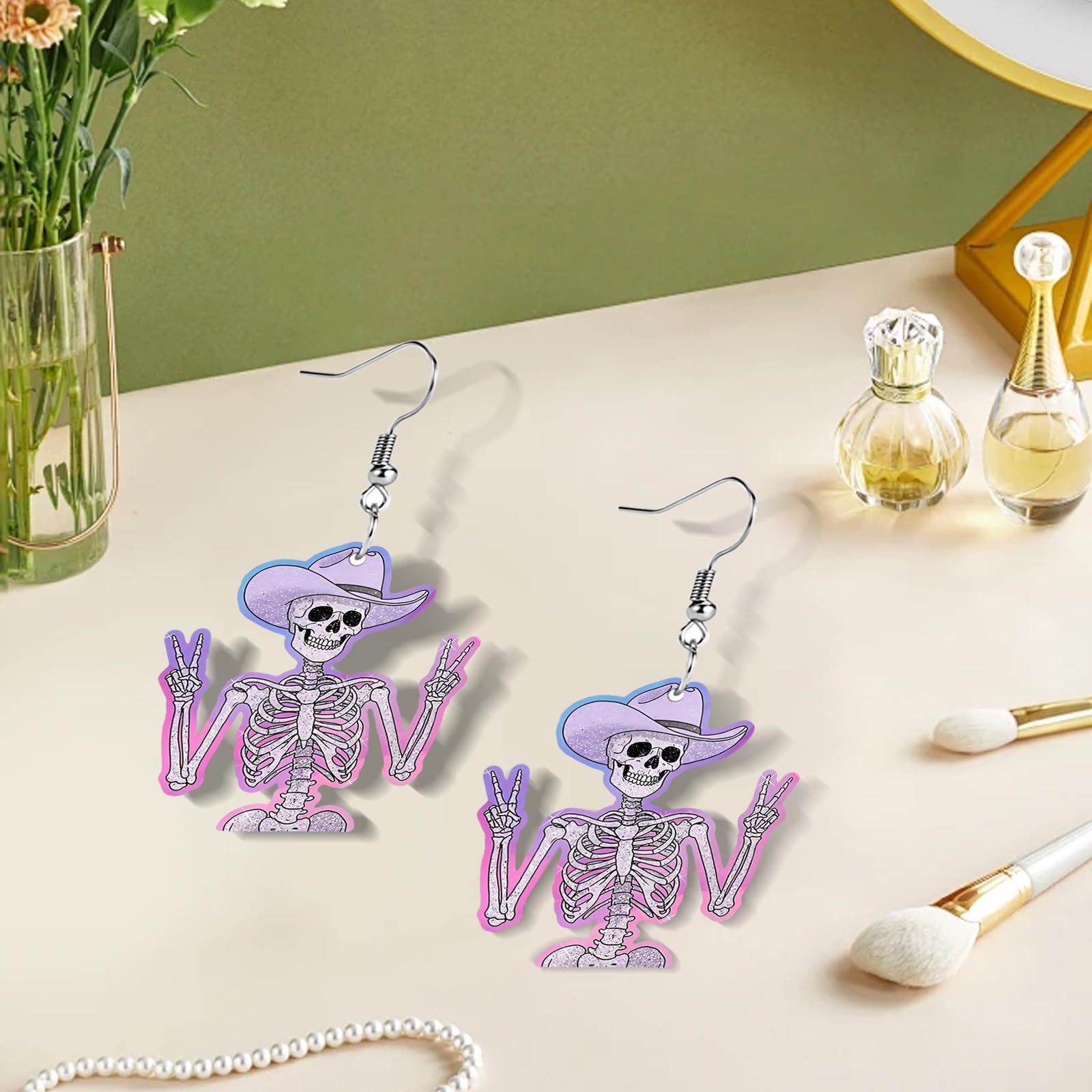 Funny Dog Sunflower Paw Print Earrings for Women - Unique & Quirky Funky Acrylic Dangle Earrings, Cute & Silly Novelty Design, Wacky & Crazy Earrings for Fun Lovers