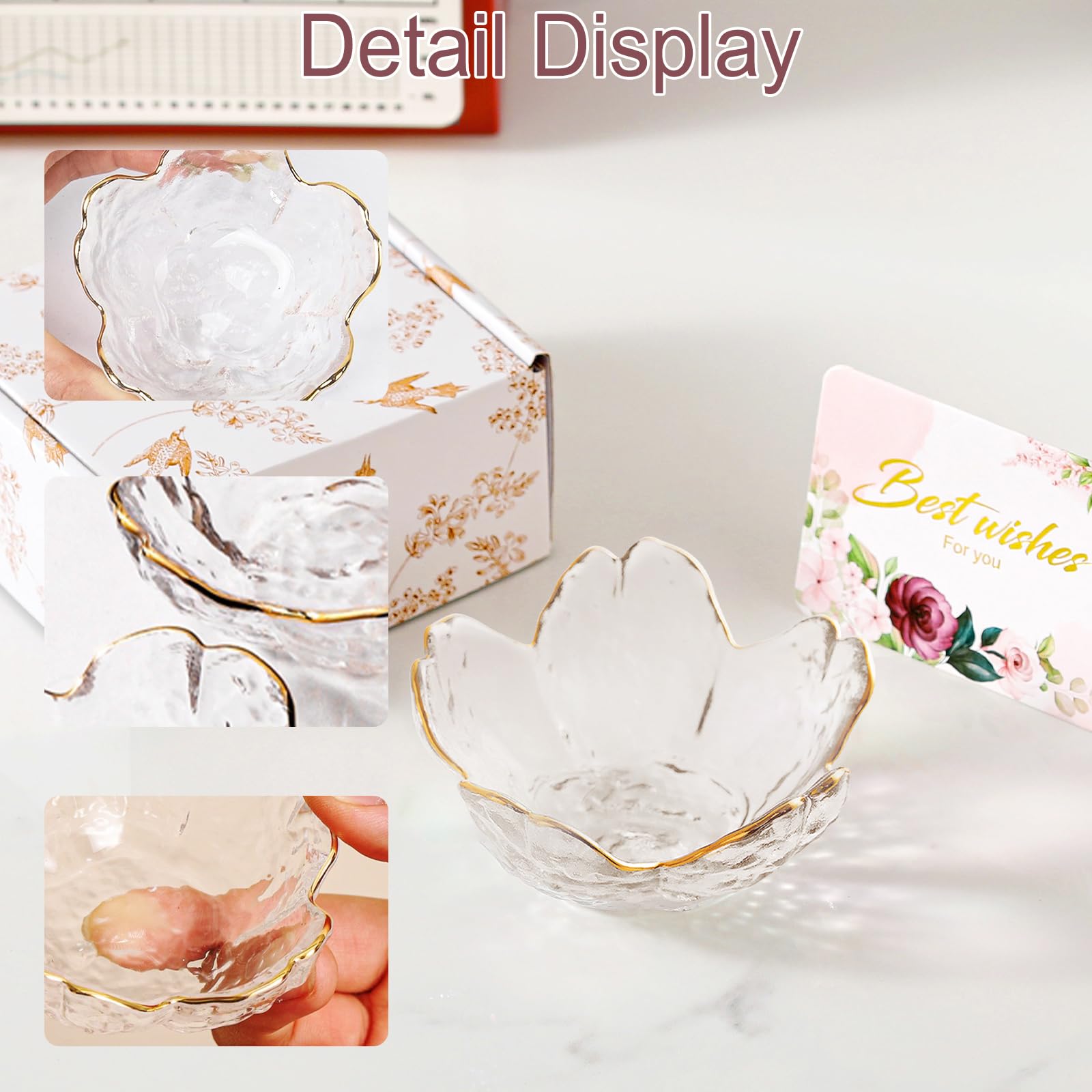 Purple Flower Jewelry Dish Glass Ring Holder Dish Jewelry Tray Cute Vanity Organizer Aesthetic Nightstand Bathroom Room Decor Trinket Dish Mothers Day Friendship Christmas Birthday Gifts for Women