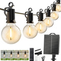 Brightown 58FT Solar String Lights Outdoor with Remote Cable Ties Hooks, 26 LED Shatterproof Bulbs, 3 Light Modes, Dimmer & Timer, Commercial Grade Patio Lights for Yard Balcony Pergola Party Decor