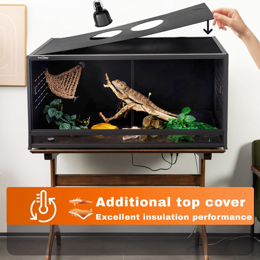 PVC Reptile Enclosure 3 Tier 40"x16"x16" with Spacers, 44 Gallon Reptile Tank Habitat, Space Saving Stackable Reptile Terrarium for Bearded Dragon Gecko Snake Lizard, Sliding Glass Doors Lock