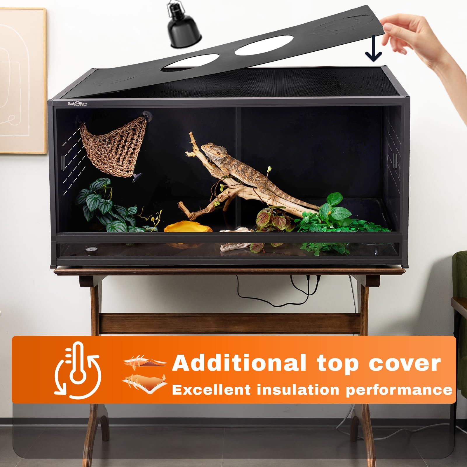 PVC Reptile Enclosure 3 Tier 40"x16"x16" with Spacers, 44 Gallon Reptile Tank Habitat, Space Saving Stackable Reptile Terrarium for Bearded Dragon Gecko Snake Lizard, Sliding Glass Doors Lock