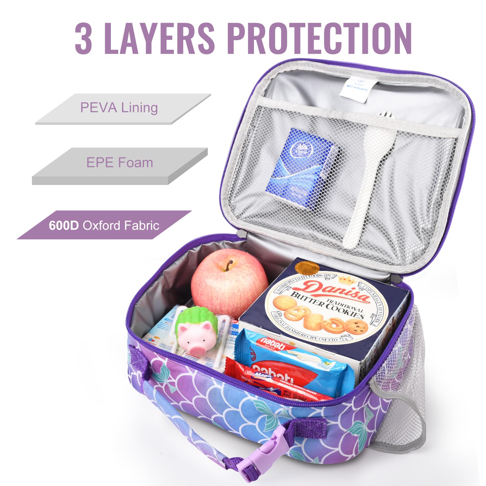 Genteen Lunch Box Kids, Insulated Lunch Bag Kids Boys Girls Back to School, Soft Lunch Box for Men Reusable Lunchbox for Office,Outdoor,School (Black)