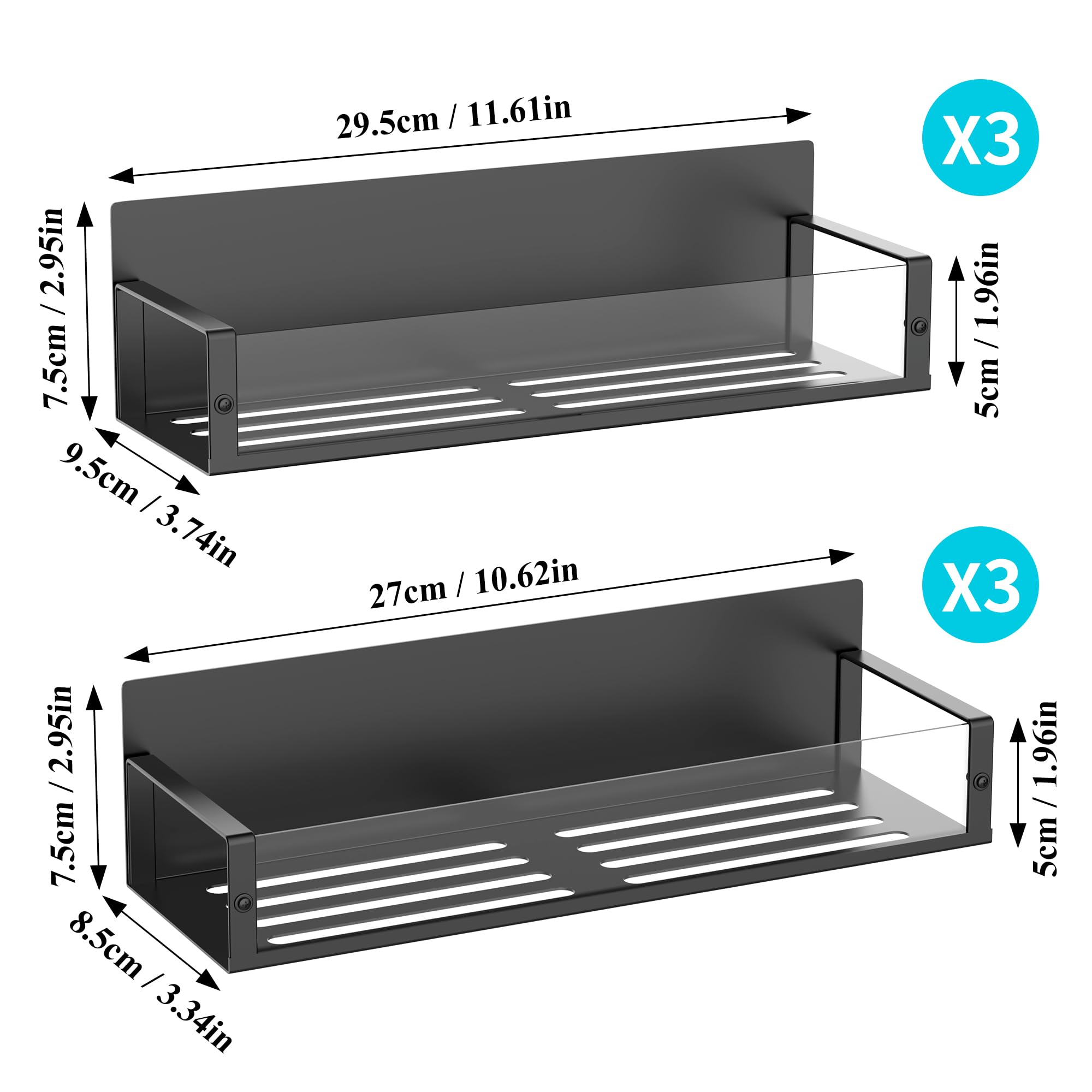 HuggieGems Metal 4 Pack Magnetic Spice Storage Rack Organizer for Refrigerator and Oven, Black Fridge Organizers and Storage, Metal