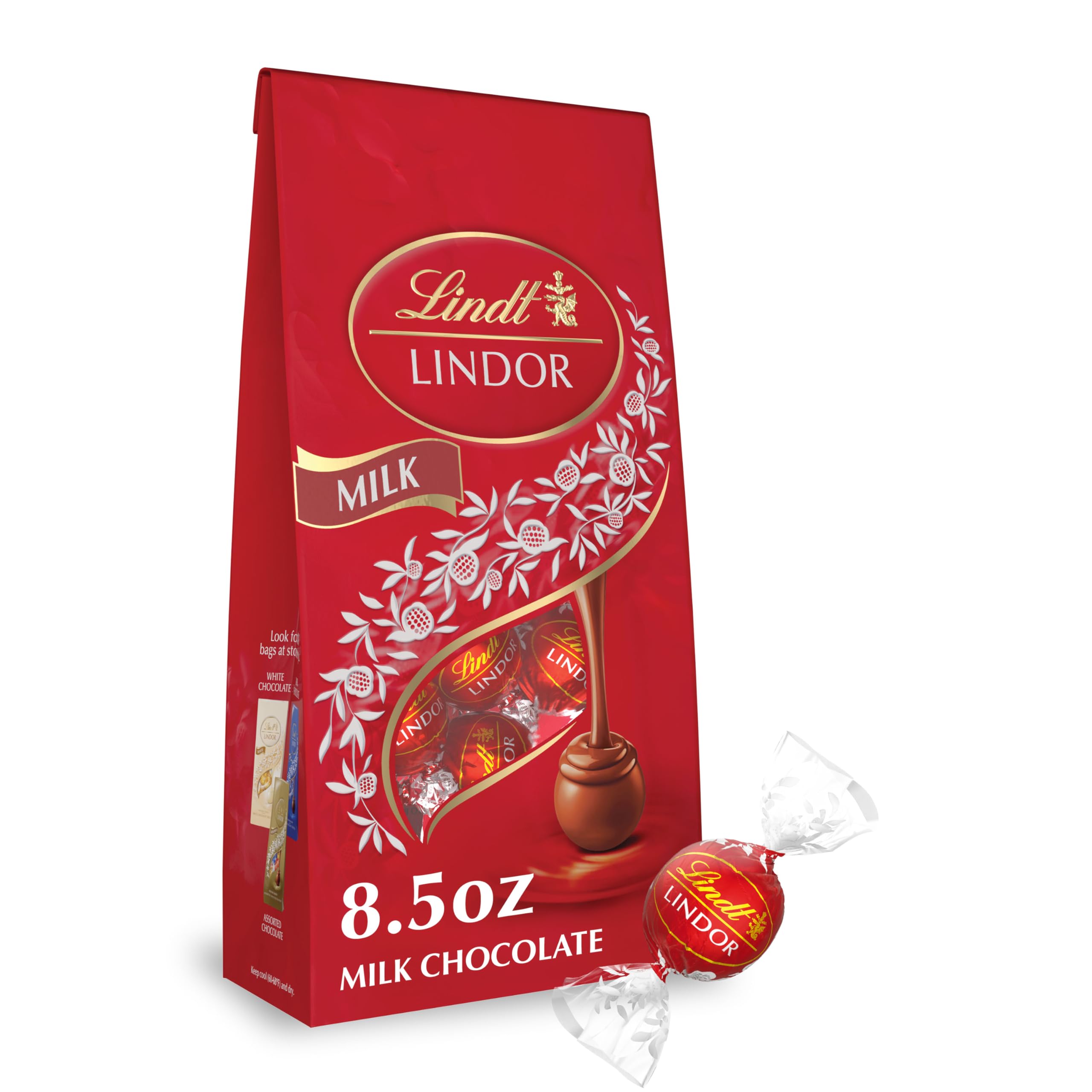 Lindt LINDOR Holiday Snickerdoodle White Chocolate Candy Truffles with Smooth, Melting Truffle Center, 8.5 oz. Bag