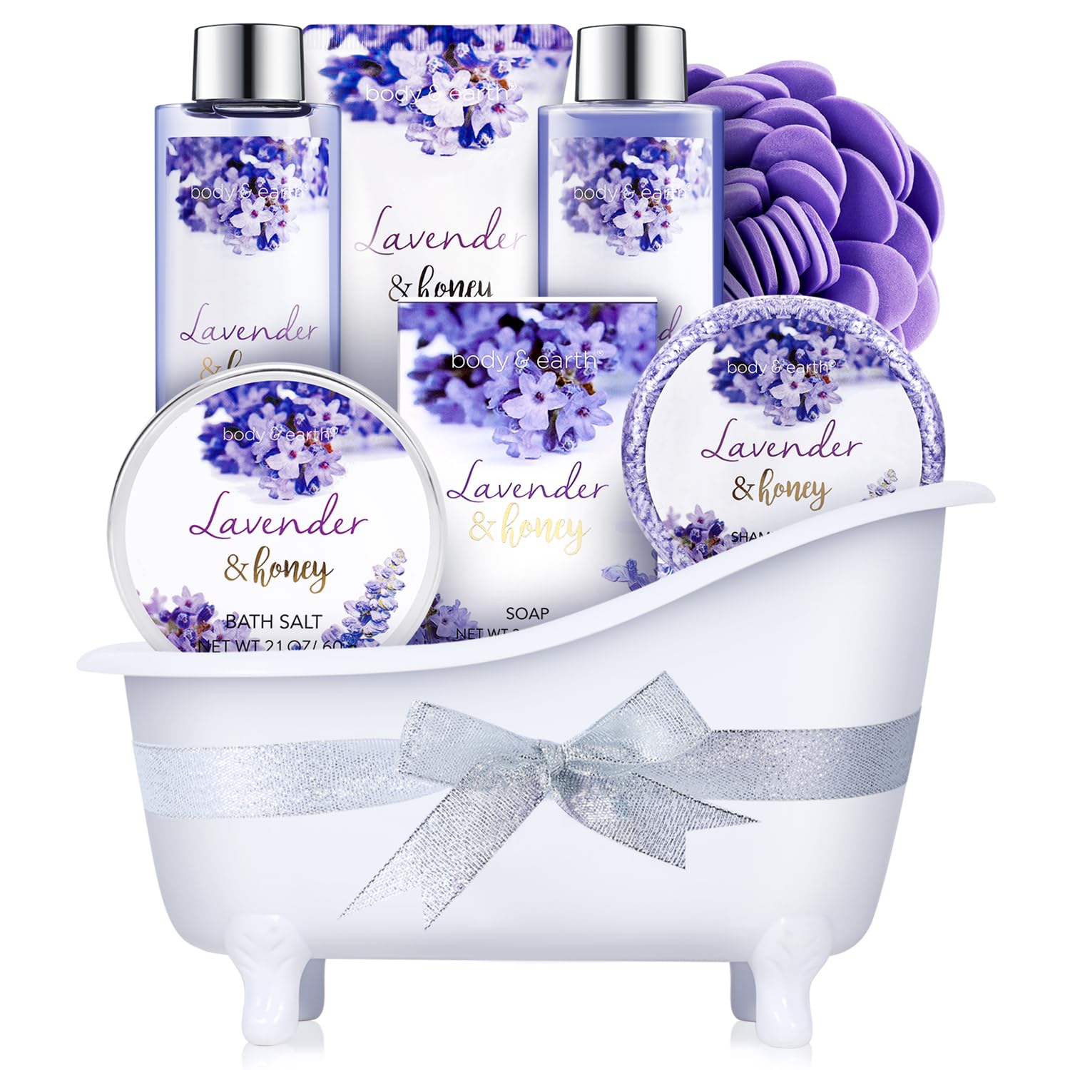 Gift Set for Women Body & Earth Gifts Set Lavender Gift Baskets For Women Bath Sets with Bubble Bath Body Lotion Scented Candle Mother‘s Day Gifts for mom
