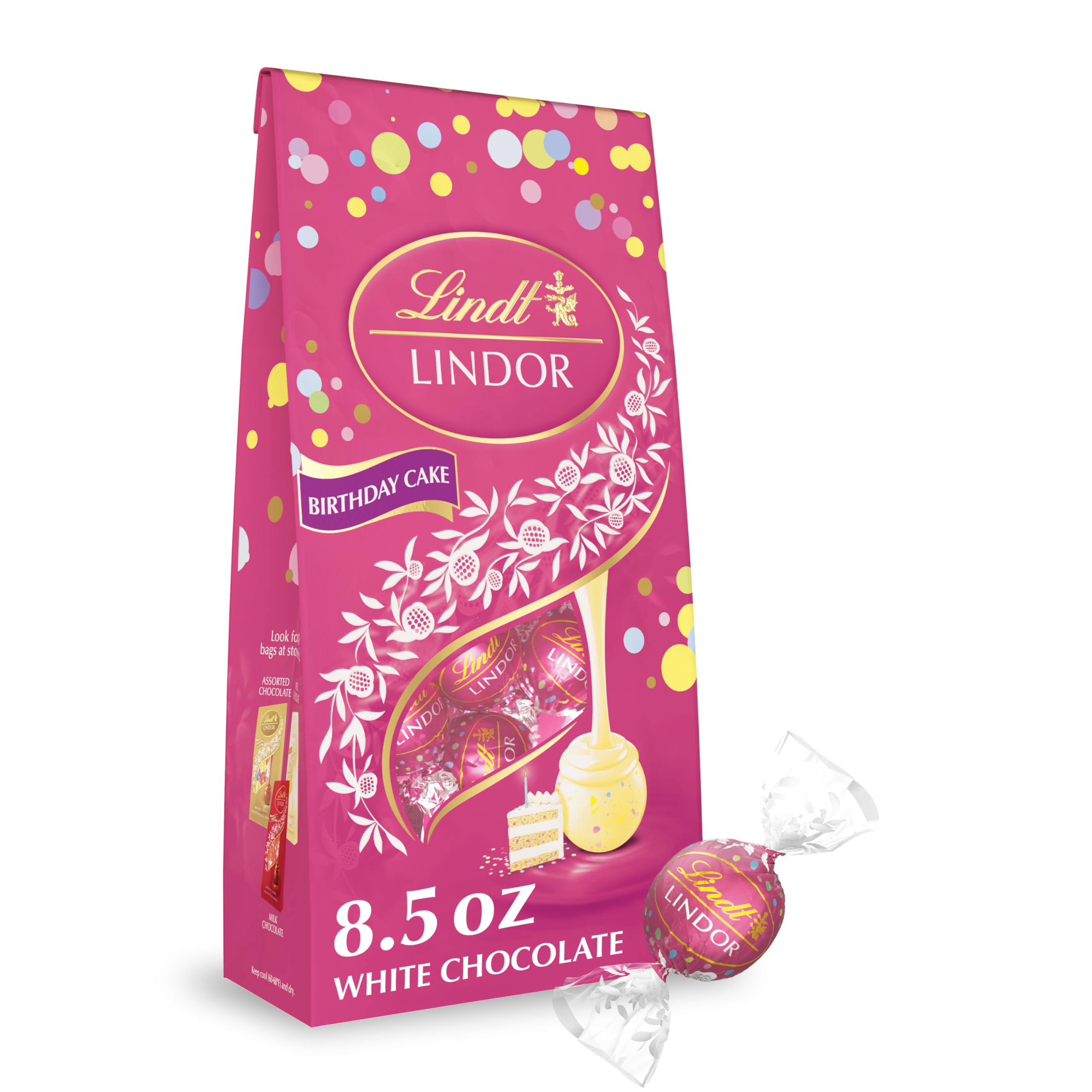 Lindt LINDOR Holiday Snickerdoodle White Chocolate Candy Truffles with Smooth, Melting Truffle Center, 8.5 oz. Bag