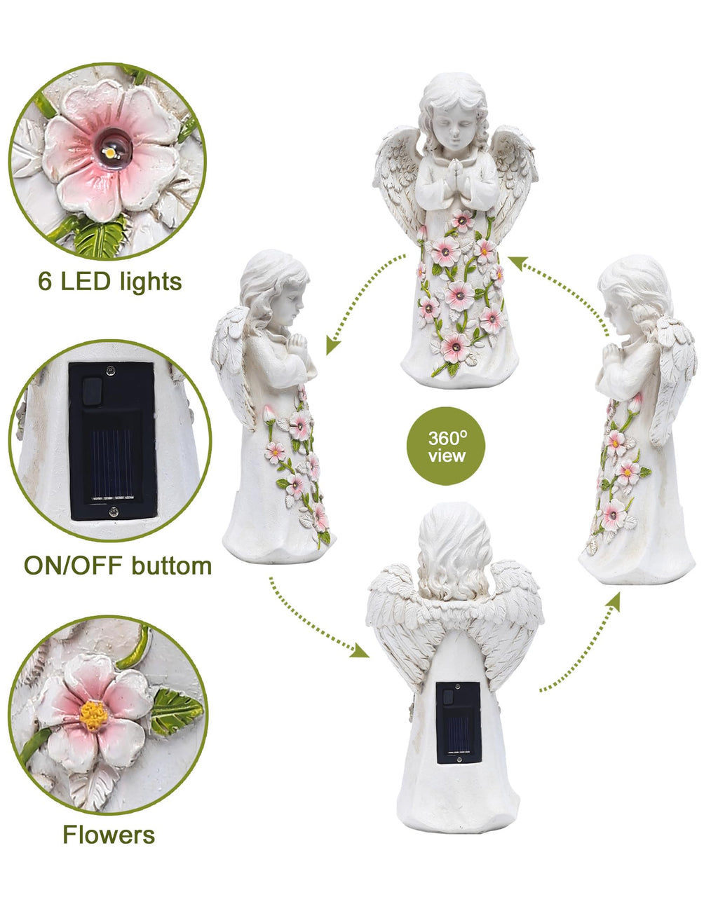 Nacome Solar Garden Outdoor Statues Turtle with Succulent and 7 LED Lights - Lawn Decor Statue for Patio, Balcony, Yard Ornament - Gifts for Mom Grandma Women