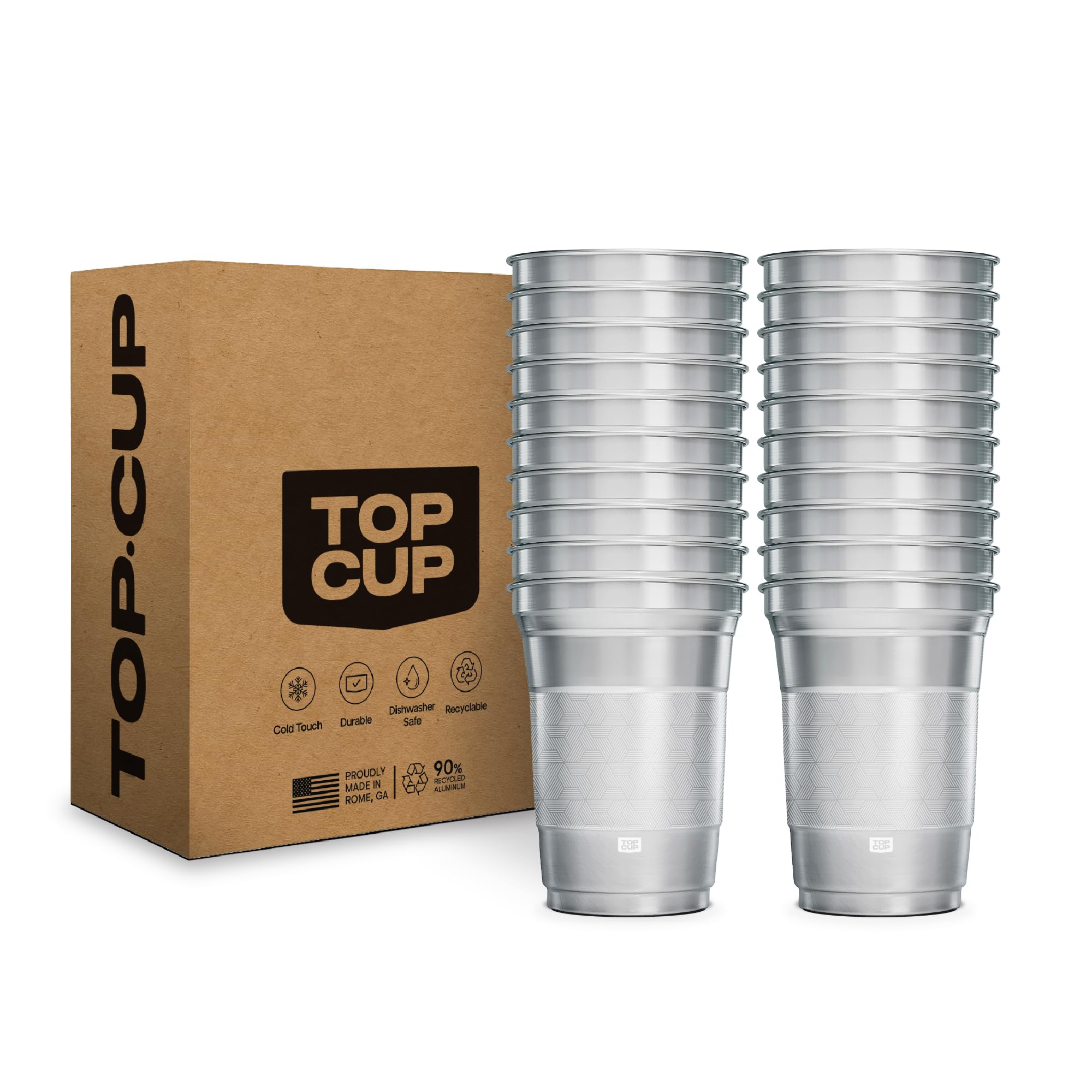 Top Cup America's 250th Birthday 20 oz Reusable Aluminum Party Cups 20 Count | Durable, Reusable & Recyclable, Made in USA