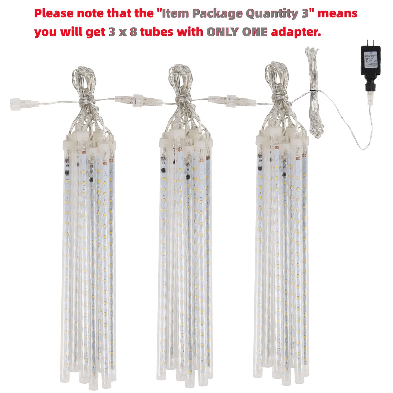 Meteor Outdoor Icicle Lights - 12 Inch, 288 LED, Snow Falling, Connectable, Red & Green, Xmas Wedding Party Tree Decor