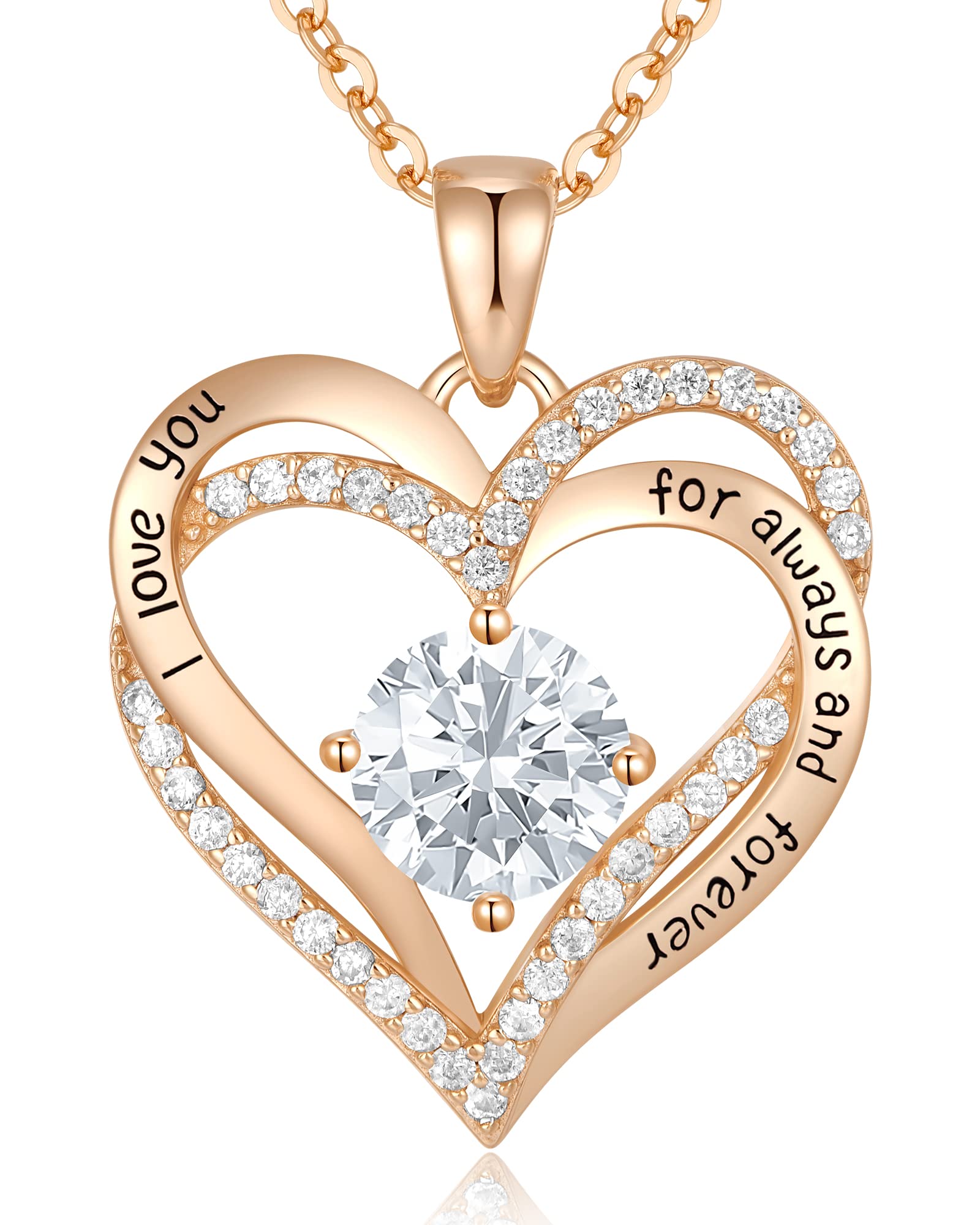 CDE Forever Love Heart Necklaces for Women, Wedding Anniversary, Valentine's，Birthday Mothers Christmas Day Gifts for Mom, Mother, Wife, S925 Silver Jewelry with Birthstone Pendant