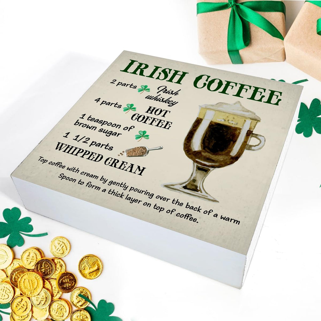 Dumyum St. Patrick's Day Decorative Sign, Wooden, 5 Inches x 5 Inches, Green, Rustic, Tabletop or Wall Mount