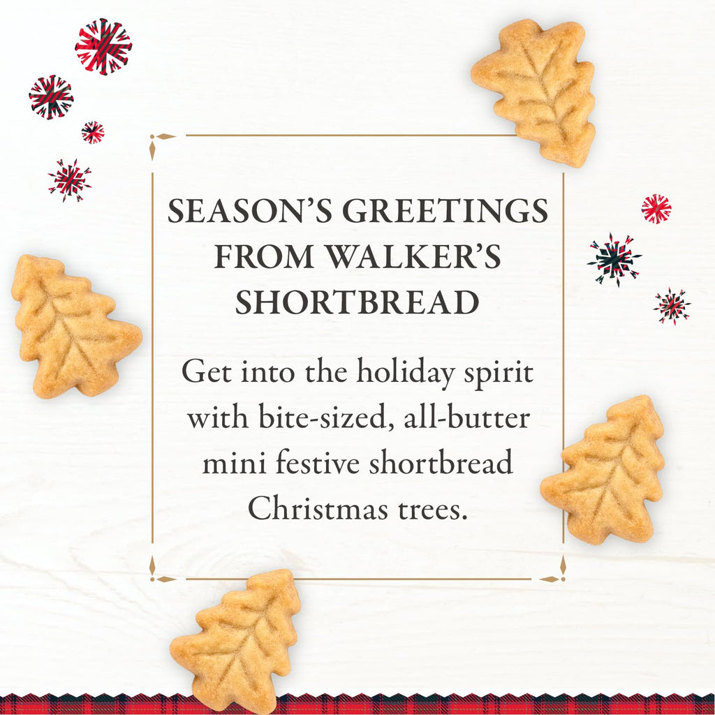 Walker's Shortbread Christmas Tree Shaped Mini Holiday Cookies, Pure Butter Shortbread Cookies, 5.3 Oz Box