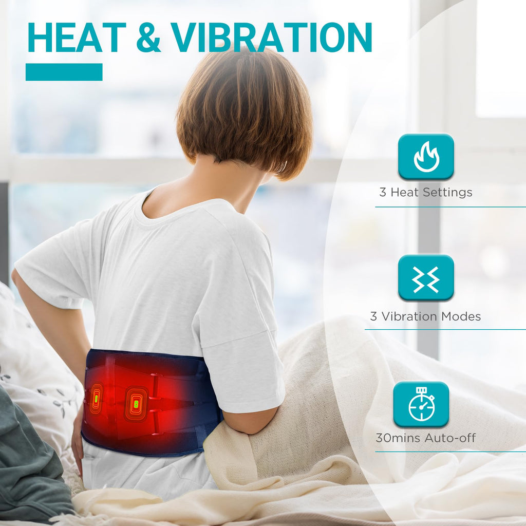 Comfytemp Cordless Heating Pad with Massager for Back, Fathers Day Dad Gifts for Men, FSA Eligible HSA Portable Lower Back Massager Rechargeable Wireless Electric, Women Mom Seniors 3 Heat 30mins Off