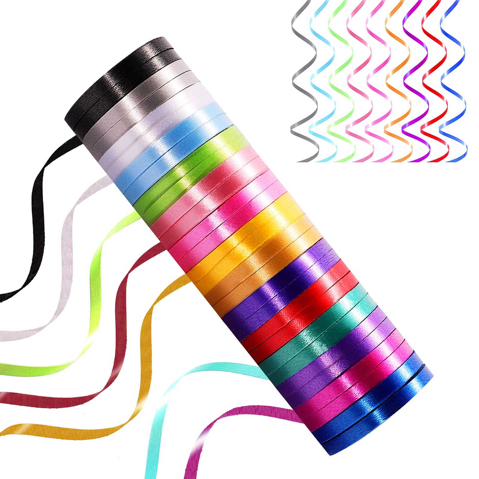 30 Roll 15 Colors Curling Ribbons for Crafts Bows Present Wrapping Ribbon Florist Wedding Party Festival Art Craft Decor, Separate Rolls, 11 Yards Per Roll, 3/16 Inch Wide 3/16" - Set1